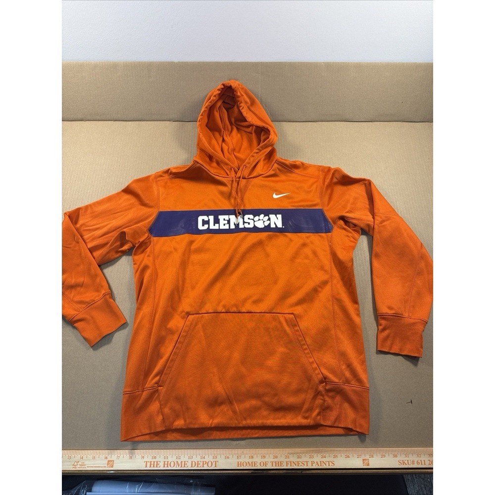 Nike Clemson University Tigers Pullover‎ Hooded Sweatshirt Hoodie Orange Large